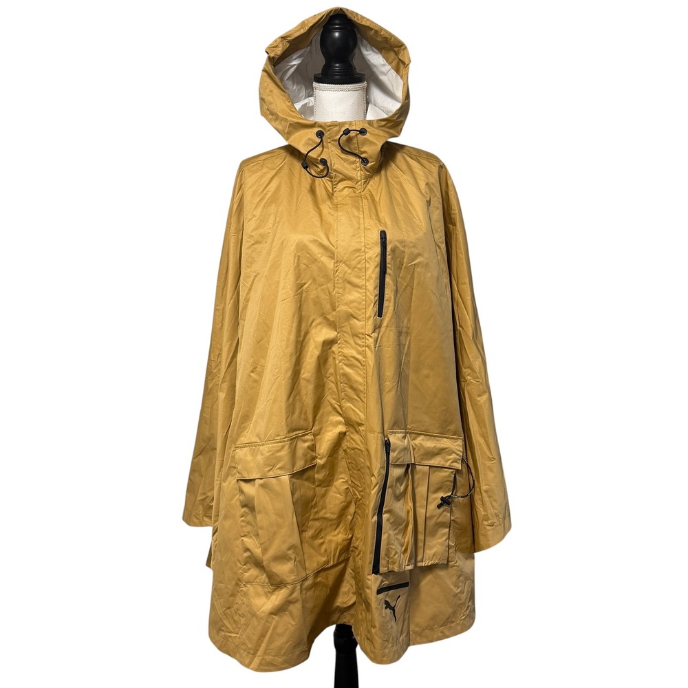 PUMA EVO Hooded Rain Poncho Jacket Ochre Tan Techwear Oversized Mens Womens